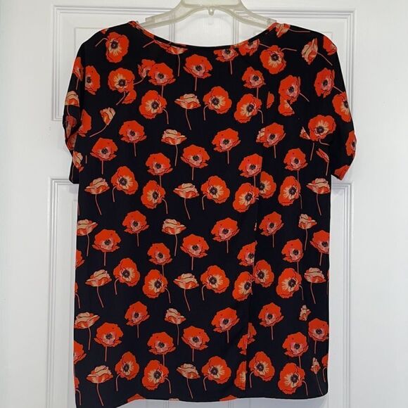 CAbi Flanders Navy & Red Poppy Split Back Blouse - Picture 7 of 9